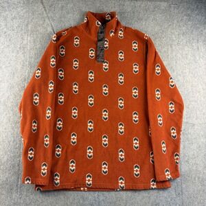 Wrangler Pullover Mens M Orange Aztec Fleece Quarter Snap as Real As